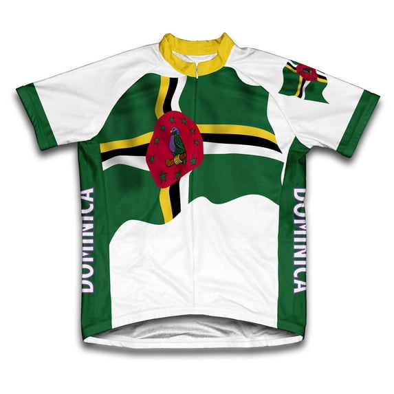 Dominica Flag Short Sleeve Cycling Jersey for Men - Size M