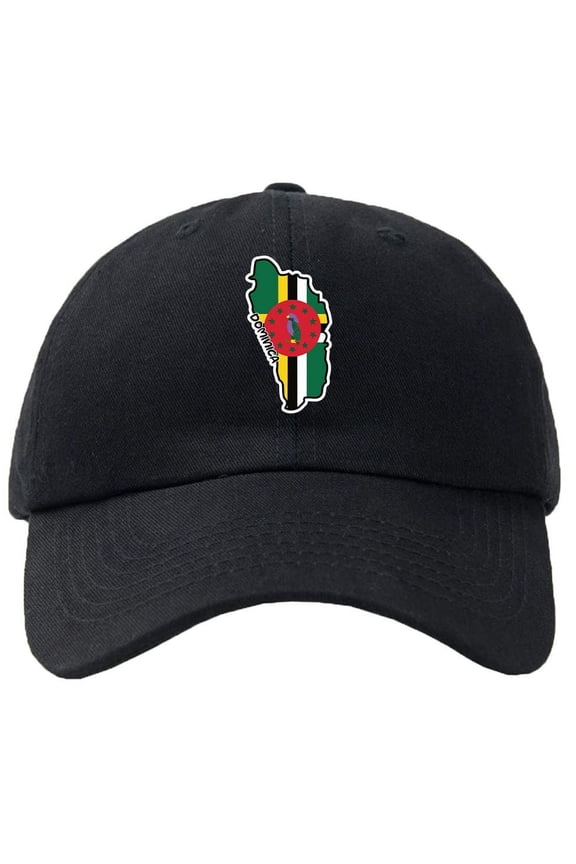 Dominica Map Flag Baseball Cap Hat Hook & Loop Closure - Personalize it!