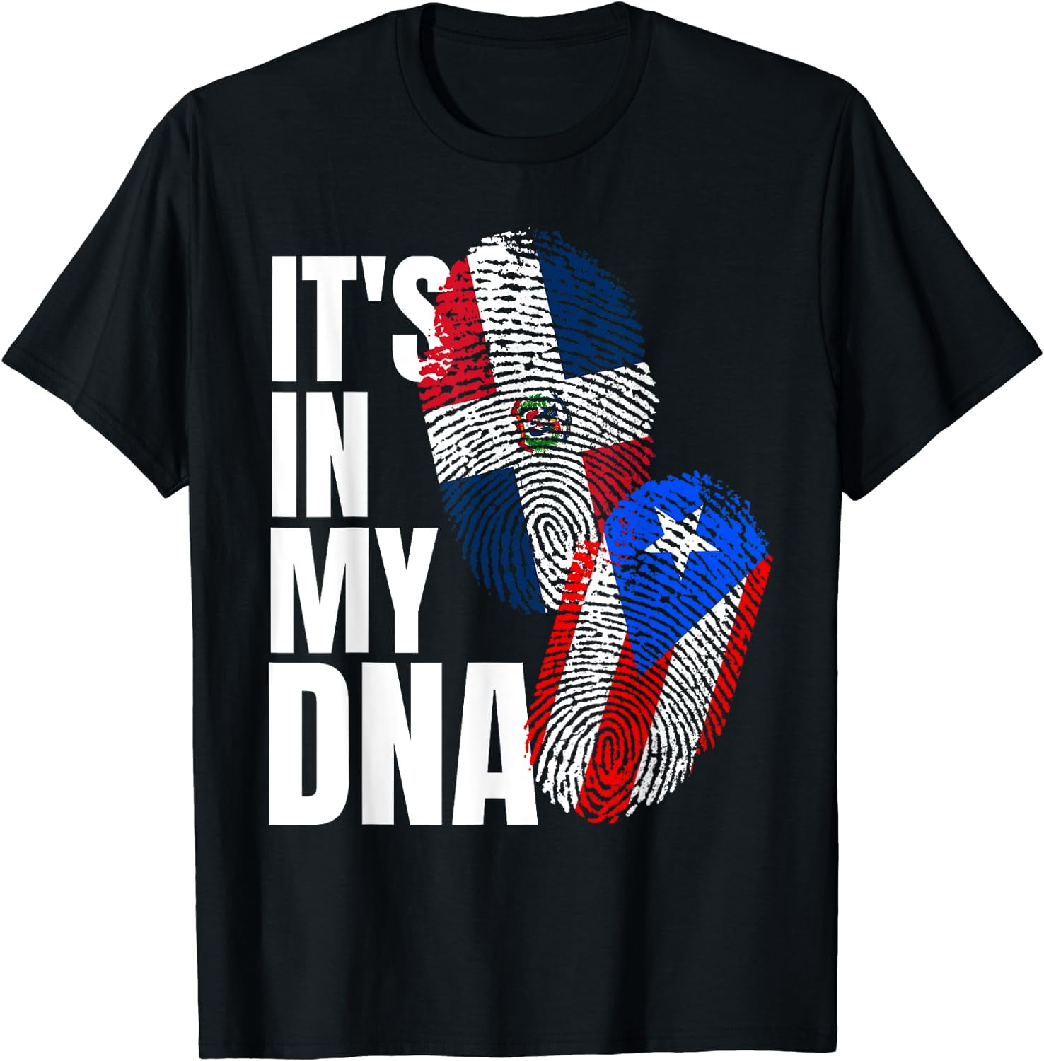 Dominican And Puerto Rican Dna Heritage Flag Gift T-Shirt