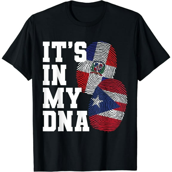 Dominican And Puerto Rican DNA Heritage Flag Gift T-Shirt