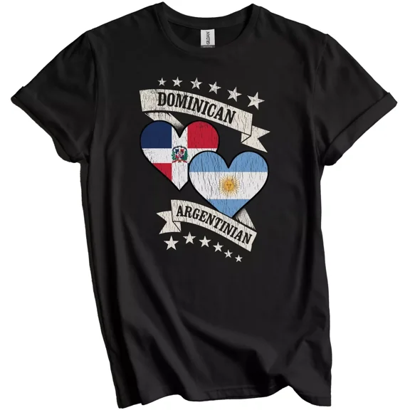 Dominican Argentinian Heart Flags Dominican Republic Argentina T-Shirt Gift for Men Women Unisex Tee