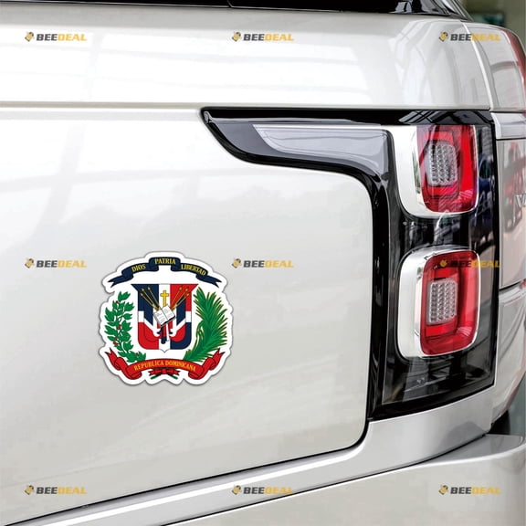 Dominican Country Coat of Arms Car Magnet Magnetic Sticker Decal - 2 Pack Reflective 4" - for Truck Door Fridge Reusable Waterproof