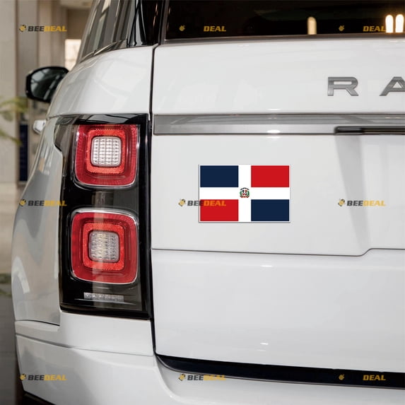 Dominican Country Flag Car Magnet Magnetic Sticker Decal - 4 Pack Reflective 3" 4" 5" 6" - for Truck Door Fridge Reusable Waterproof