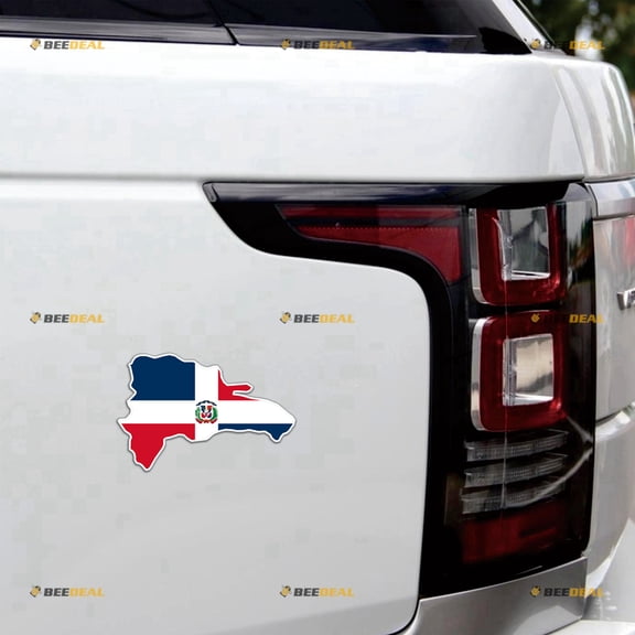 Dominican Country Flag Map Outline Car Magnet Magnetic Sticker Decal - 2 Pack Reflective 4" - for Truck Door Fridge Reusable Waterproof