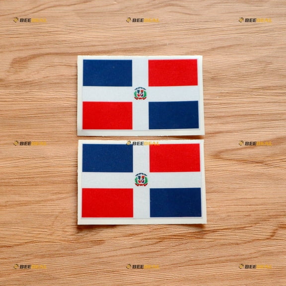 Dominican Country Flag Sticker Decal Vinyl - 2 Pack Glossy, 4 Inches - for Car Boat Laptop Cup Phone