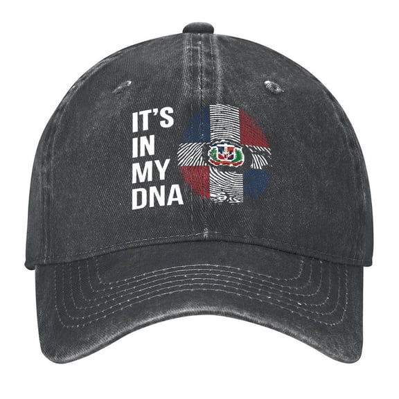 Dominican DNA Baseball Cap,Adjustable Denim Hat for Women Men Teachers Mom,Black