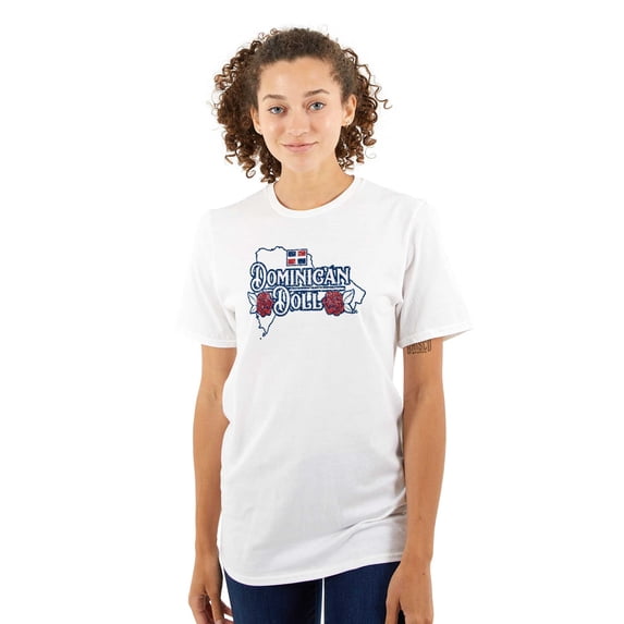 Dominican Doll Cute DR Flag Roses Women's Graphic T Shirt Tees Brisco Brands M