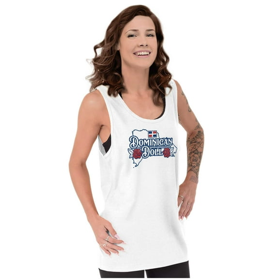 Dominican Doll Cute DR Flag Roses Womens Plus Size Graphic Tank Top Brisco Brands 2X