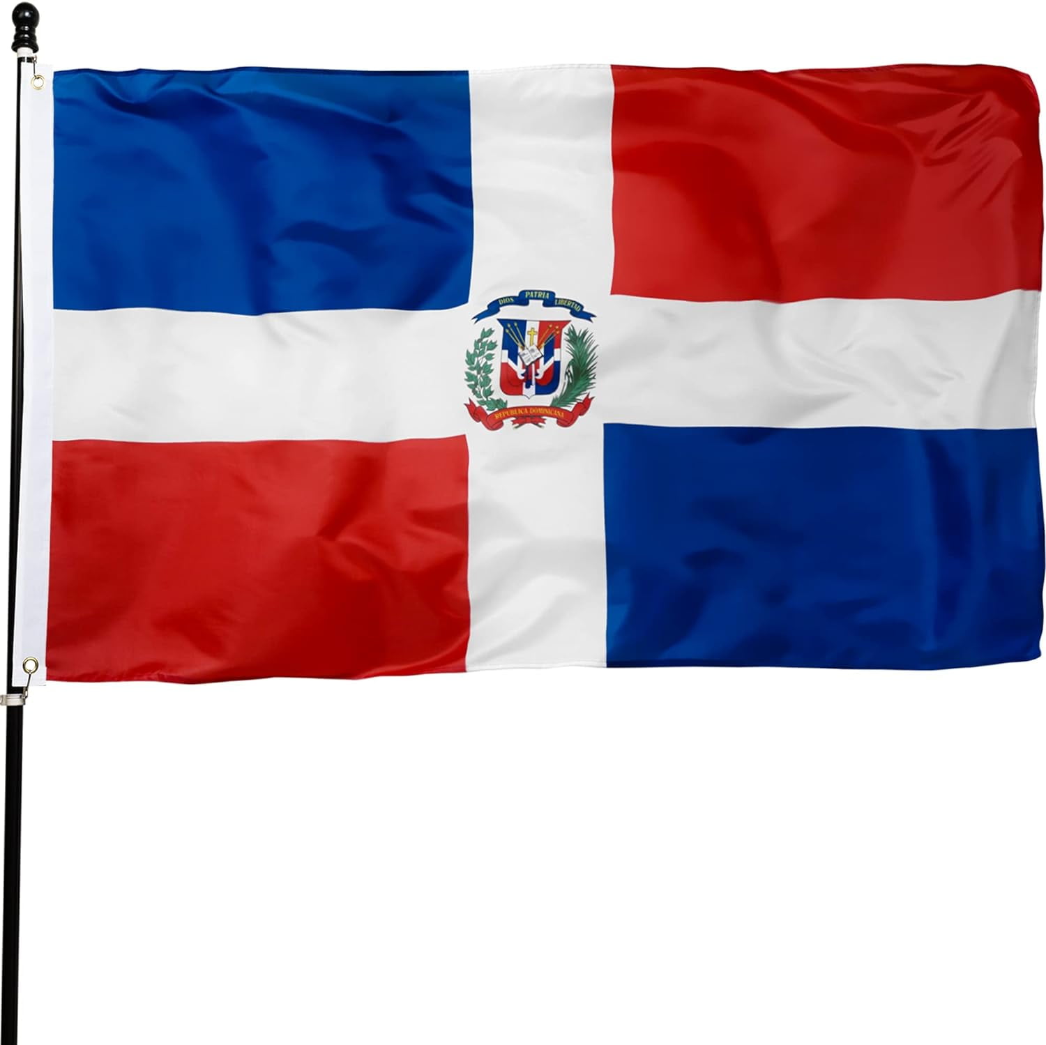 Dominican Flag 3x5 Foot Polyester Bandera De Republica Dominicana National Flags Polyester with Brass Grommets 3 X 5 Ft