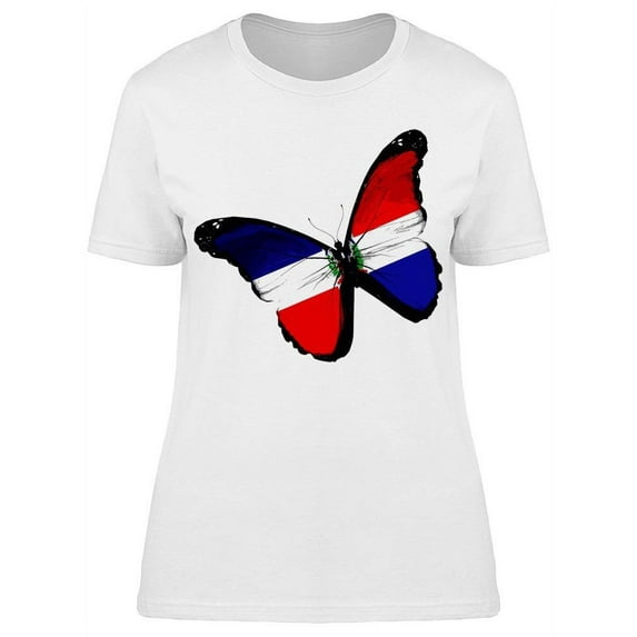 Dominican Flag, Butterfly T-Shirt Women -Image by Shutterstock, Female Large