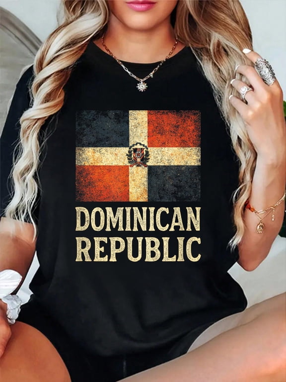 Dominican Flag Vintage Republic National Team T-Shirt Graphic Tee summer Tops For Women Round Neck Fashion Cotton shirts