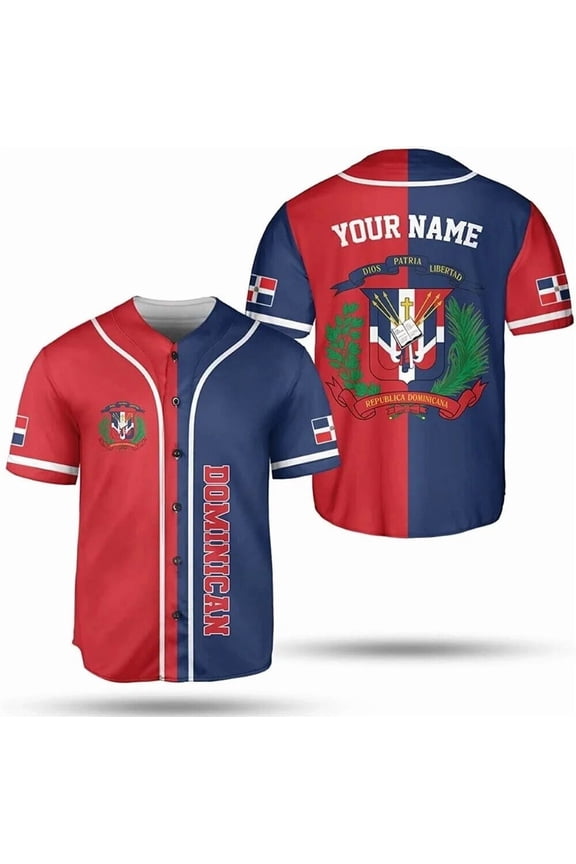 Dominican Half & Half Customize Your Name Baseball Jersey Shirt Baseball Shirt 3D Printed