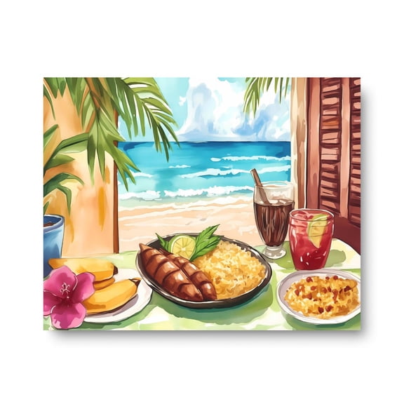 Dominican Kitchen Print, Tropical Home Decor, Caribbean Food Wall Art, Latin Cooking Poster, Seaside Artwork, Island Dining Art Home Decor UNFRAMED Poster, Wall Art for Decor, Present, 8x12