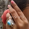 thumbnail image 1 of Dominican Larimar Gemstone Ring: 925 Sterling Silver, Cocktail Style, 1 of 10