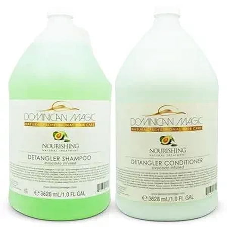 Dominican Magic Avocado Detangler Gallon Shampoo & Conditioner Set – 1 Gallon Each – Salon Quality Hair Care for Hospitality, Vacation Rentals & Home Use – Moisturizing & Softening for All Hair Types