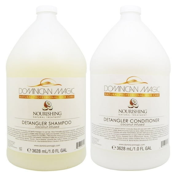 Dominican Magic Detangler Gallon Shampoo & Conditioner Set, For All Hair Types, Ideal for Salons, Airbnb, Vacation Rentals, Coconut Scent, 1 Gallon Each (128 fl oz)