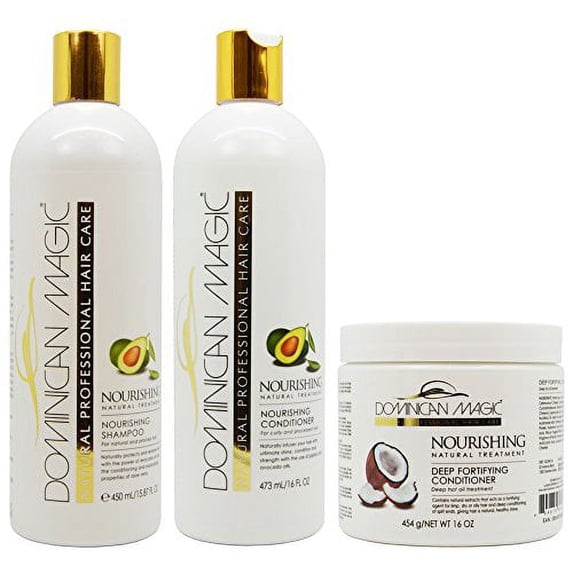 Dominican Magic Nourishing Shampoo & Deep Fortifying Conditioner Set – Hydrating & Strengthening Hair Care for Dry, Damaged Hair – Avocado Oil & Aloe Vera – Professional Salon Quality