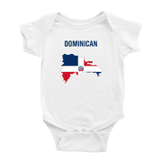 Dominican Map Flag Boy Girl Bodysuits White, 12-18 Months