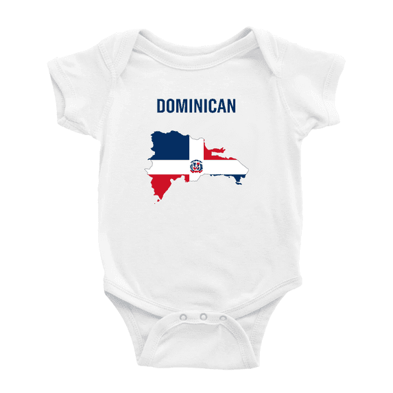 Dominican Map Flag Boy Girl Bodysuits (White, 3-6 Months)