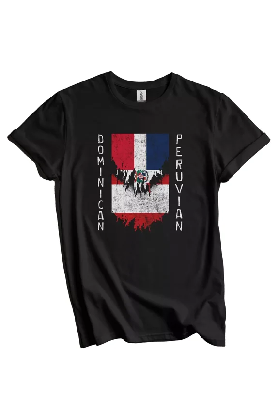 Dominican Peruvian Flags Ripped Torn Dominican Republic Peru T-Shirt Gift for Men Women Unisex Tee