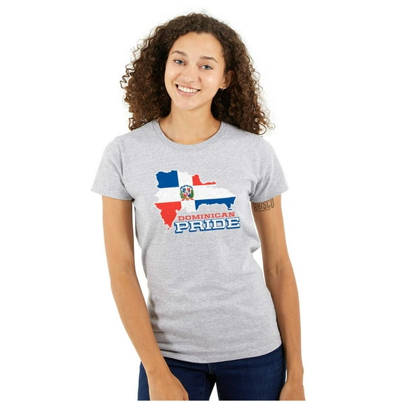 Dominican Pride Parade Country Flag Womens Slim Fit Graphic Tee Brisco Brands L