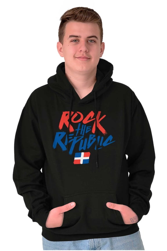 Dominican Pride Rock the Republic Hoodie Sweatshirt Women Men Brisco Brands S