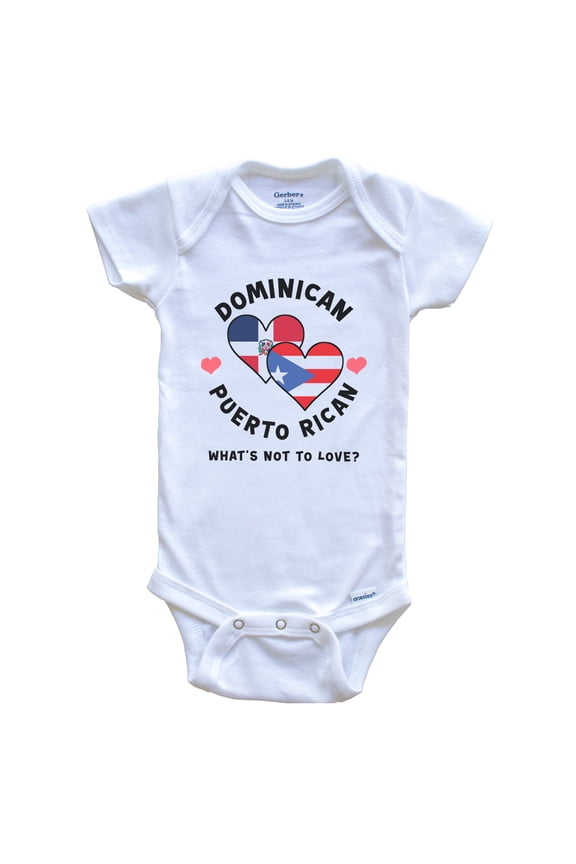 Dominican Puerto Rican What's Not To Love Heart Flags Baby Bodysuit