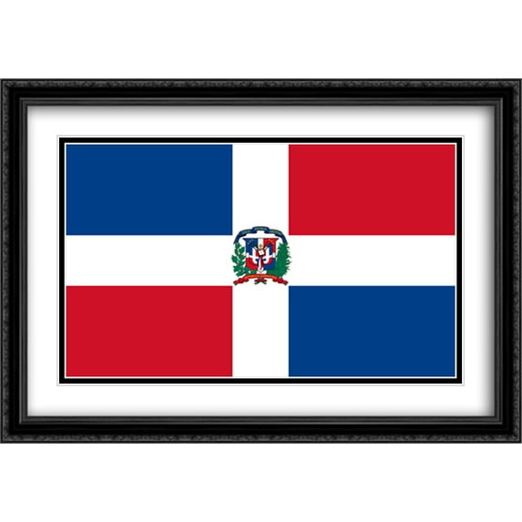 Dominican Republic 2x Matted 40x28 Large Black Ornate Framed Art Print by The Flag Art Print Series