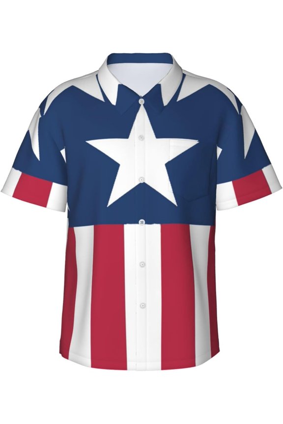 Dominican Republic Coat of Arms Mens Hawaiian Shirt Short Sleeve Casual Button Up Tropical Summer Beach Shirt