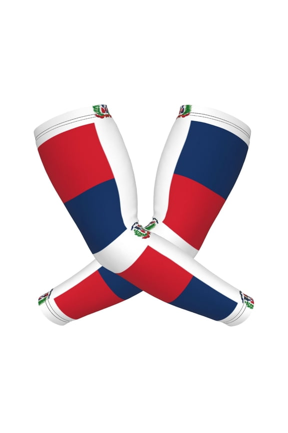Dominican Republic Flag Arm Sleeves For Men And Women Compression Sun Protection Tattoo Cover Up Baseball Basketball Running