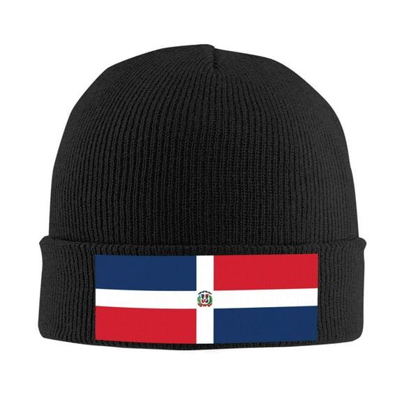 Dominican Republic Flag Beanie Hat Knit Hat Skull Cap for Men Women Winter Hat Black