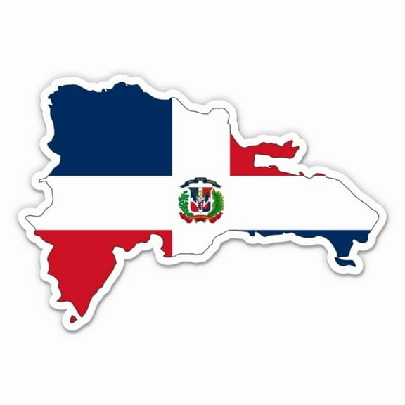 Dominican Republic Flag DR Country Shape - 3" Vinyl Sticker - For Car Laptop Water Bottle Phone - Waterproof Decal