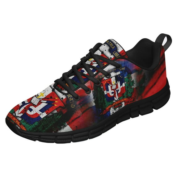 Dominican Republic Flag Shoes for Men Women Running Sneakers Breathable Casual Sport Tennis Shoes Black Size 10.5