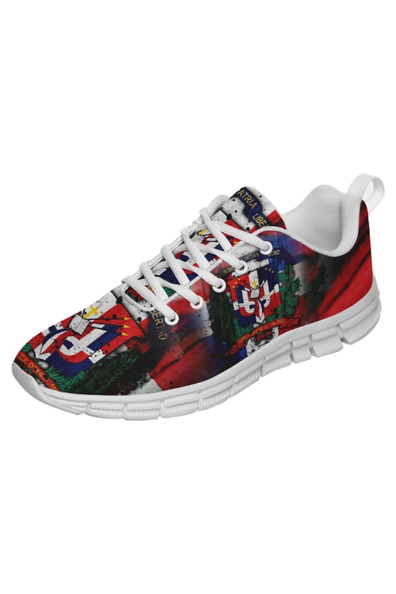 Dominican Republic Flag Shoes for Men Women Running Sneakers Breathable Casual Sport Tennis Shoes White Size 6