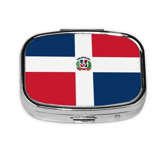 Dominican Republic Flag Small Pill Case For Pockets & Purses 2 Compartment Travel Medicine Organizer
