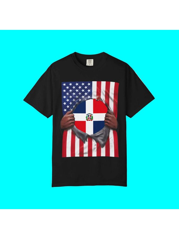 Dominican Republic Flag + USA Flag Pride T-shirt | Dominican + American Pride 4th Of July | Funny Viral Latino Tees | Unisex - 4 Colors