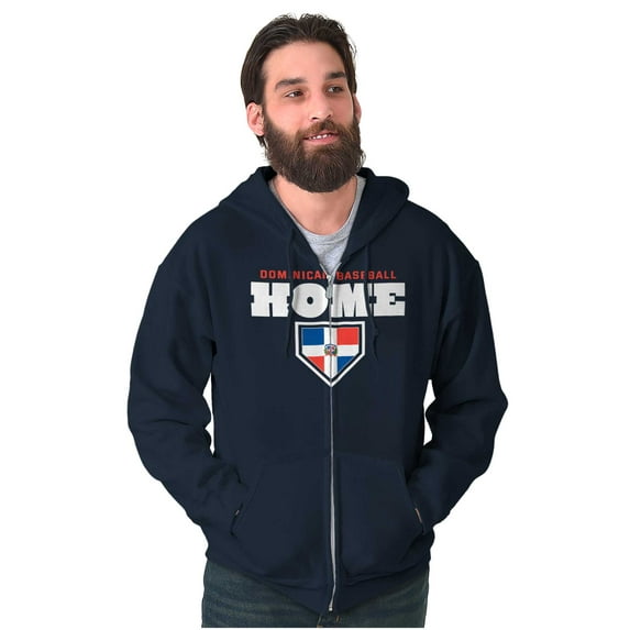 Dominican Republic Home Plate Base Zip Up Hoodie Men's Women's Brisco Brands S