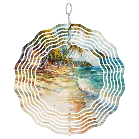 Dominican Republic Island 3D Wind Spinner Laser Cut Metal Hanging Ornament Patio Decor Tropical Vacation Gift