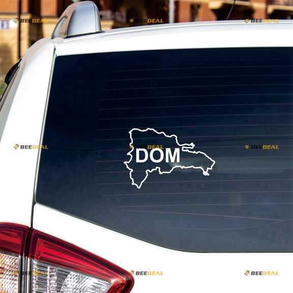 Dominican Republic Map Outline Dom Sticker Decal Vinyl - 2 Pack White 4" - For Car Boat Laptop Cup No Background Die-cut