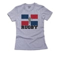 thumbnail image 1 of Dominican Republic Olympic - Rugby - Flag Women's Cotton Grey T-Shirt, 1 of 2