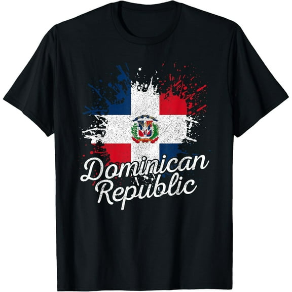 Dominican Republic Patriotic Dominican Flag T-ShirtMen and women, Black T-shirt, size: Extra large