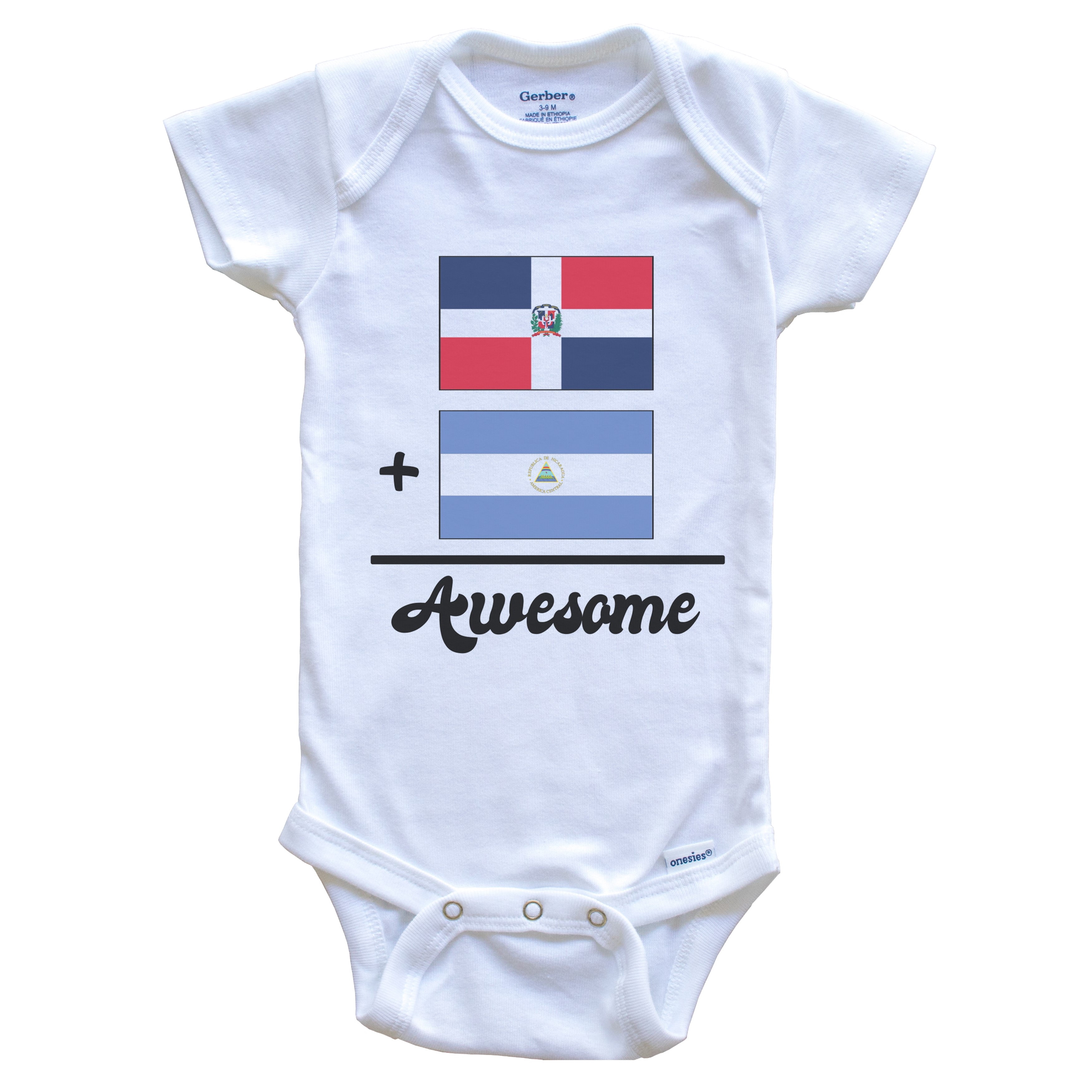 Dominican Republic Plus Nicaragua Equals Awesome Cute Dominican Nicaraguan Flags One Piece Baby Bodysuit