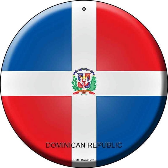 Dominican Republic Round Circular Novelty Metal Sign Home Garage Wall Decor Size: 8 x 8 inch