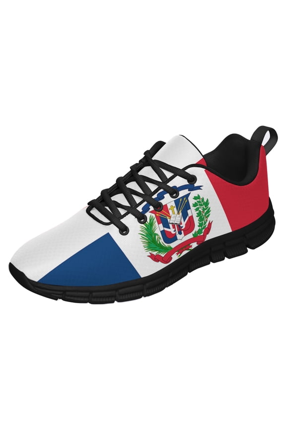 Dominican Republic Shoes for Men Women Running Sneakers Breathable Casual Sport Tennis Shoes Black Size 5