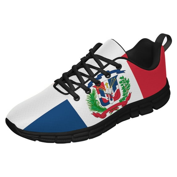 Dominican Republic Shoes for Men Women Running Sneakers Breathable Casual Sport Tennis Shoes Black Size 8