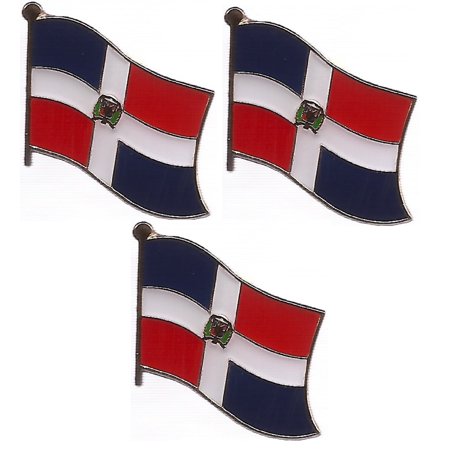 Dominican Republic Single Flag Lapel Pins, Pack of 3