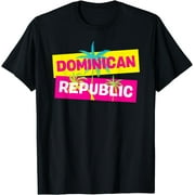 Dominican Republic Souvenir Colorful Palm Tree Graphic Image T-Shirt Black