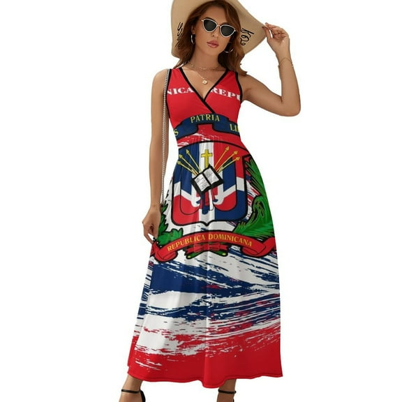 Dominican Republic Womens Night Club Maxi Dress V Neck Sleeveless Bohemia Long Dresses