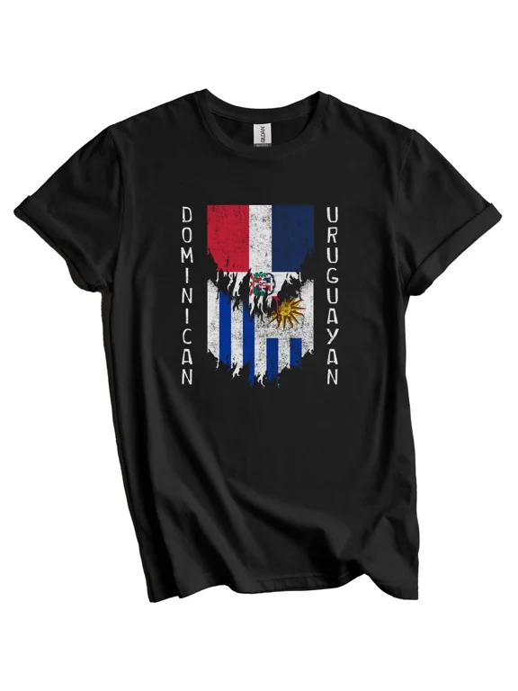 Dominican Uruguayan Flags Ripped Torn Dominican Republic Uruguay T-Shirt