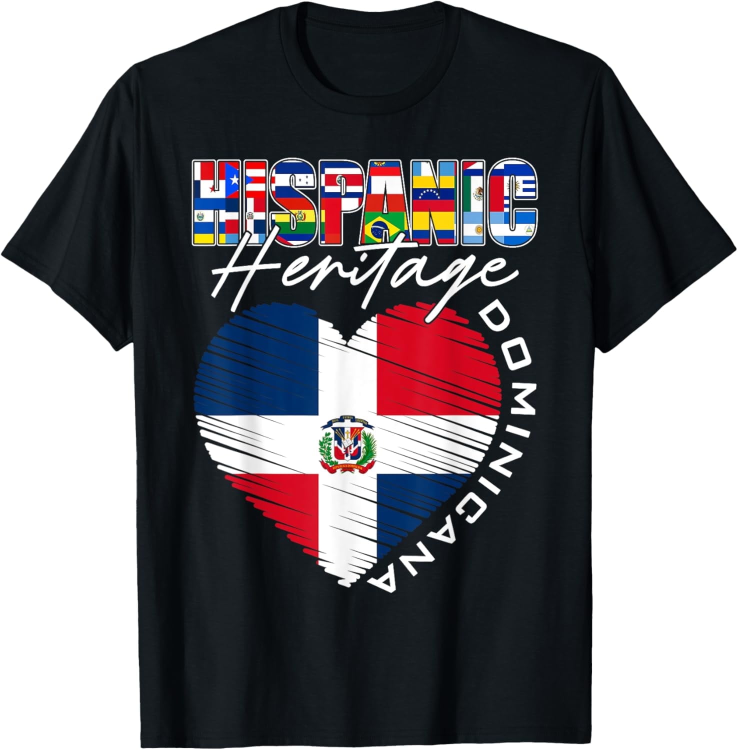 Dominicana Hispanic Heritage Month Dominican Republic Flag T-Shirt ...
